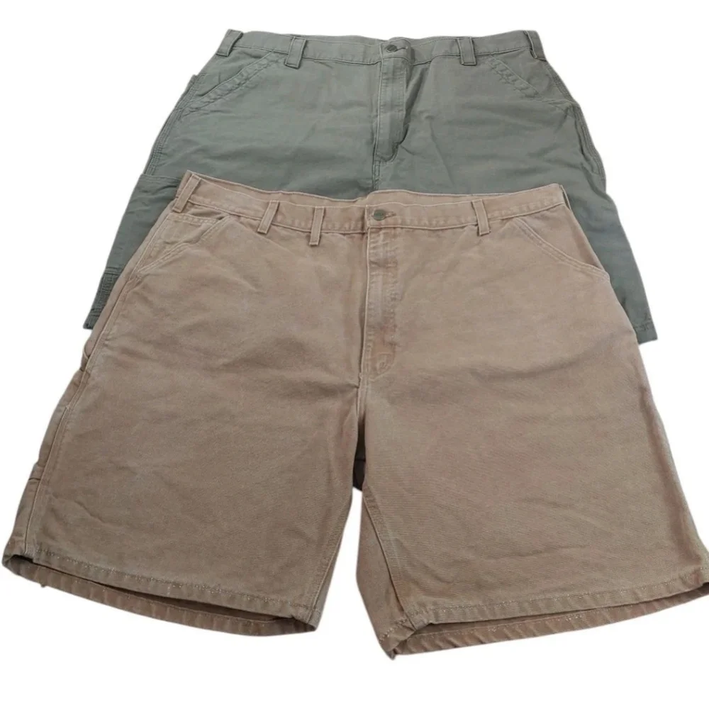 Carhartt 2 Carpenter Cargo Shorts Men 42 Brown Canvas Grunge Streetwear Y2k Vtg